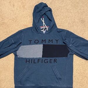 Tommy Hilfiger Men's Blue and Black Hoodie